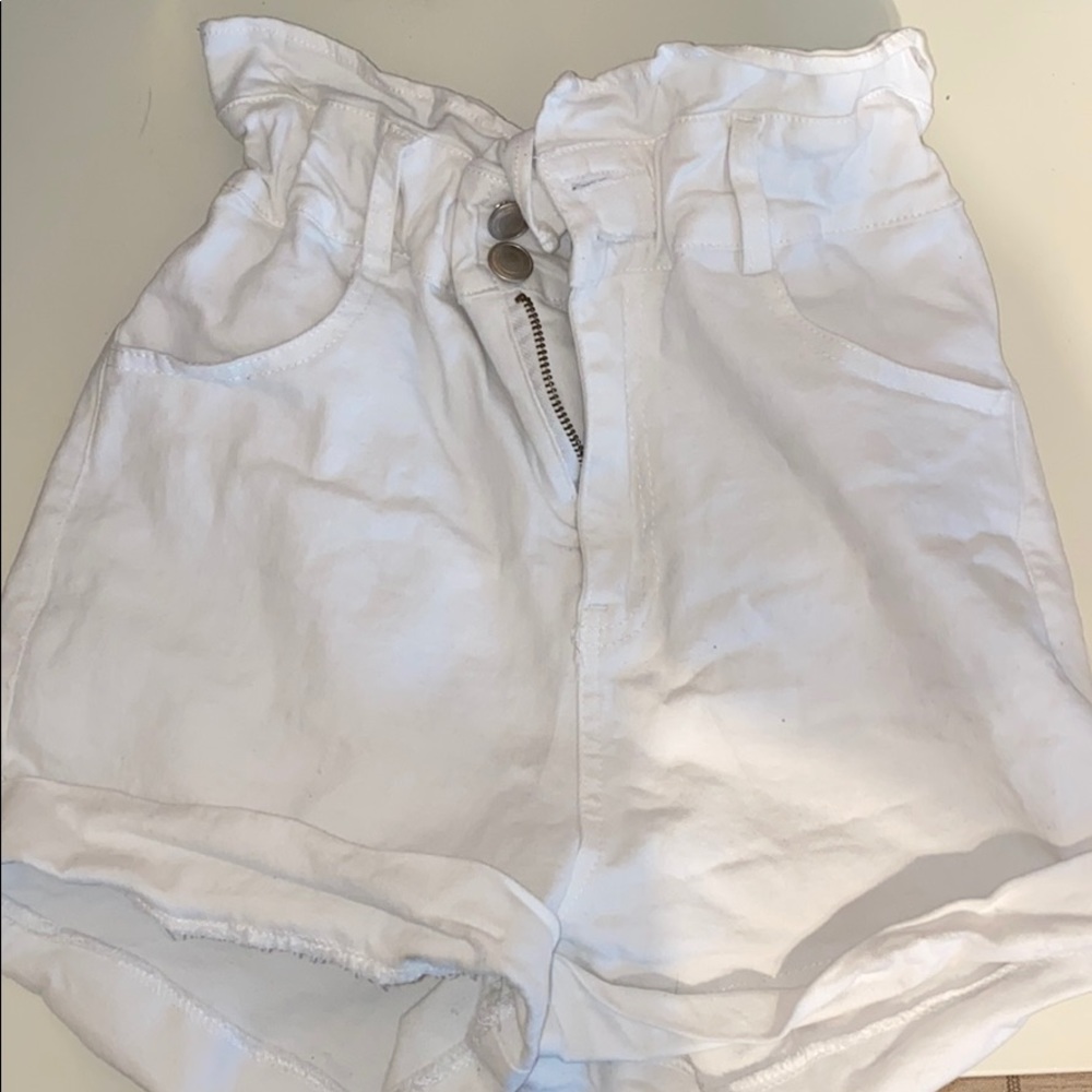 White jean shorts